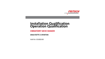 IQ/OQ-Dokumentation für FRITSCH Siebmaschine ANALYSETTE 3 SPARTAN