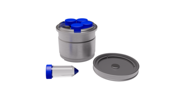 Mahlbecher aus Aluminium mit 5 Tubes 25 ml Volumen Mahlbecher aus Aluminium mit 5 Tubes 25 ml Volumen