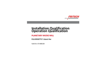 IQ/OQ Dokumentation (als Vordruck - zur selbstständigen Durchführung) IQ/OQ Dokumentation (als Vordruck - zur selbstständigen Durchführung)