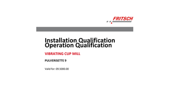 IQ/OQ Dokumentation (als Vordruck - zur selbstständigen Durchführung)