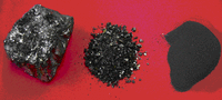 Ferrolegierungen vor und nach der Mahlung: Brocken, Kiesel, Pulver