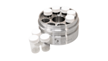 Mahlbecher aus Aluminium mit 8 Probengläsern 20 ml Volumen